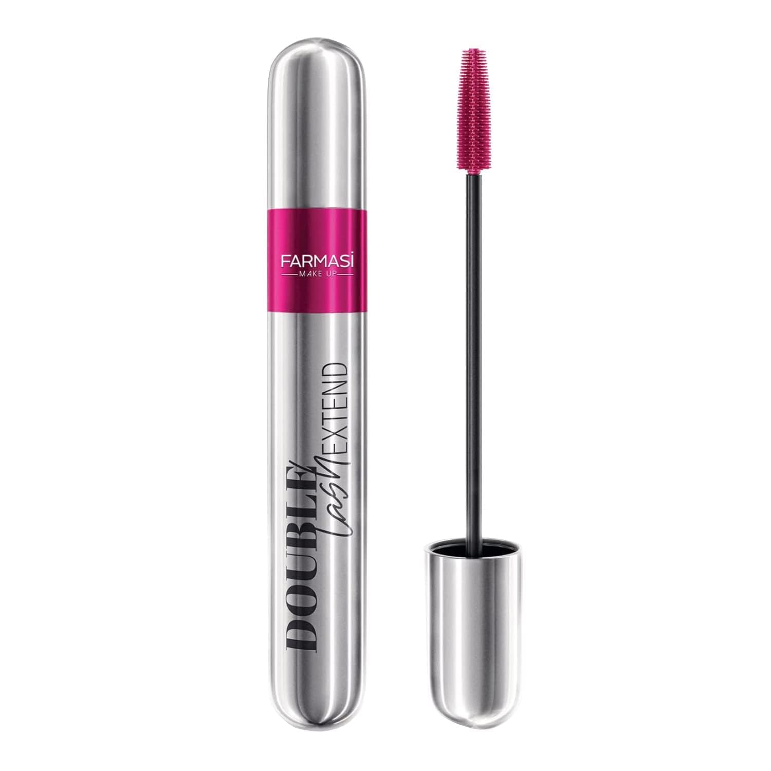 FARMASi 2 PACK Double Lash Extend Mascara, 2-Step Special Brush for Lengthening & Volumizing, False Lash Effect, Buildable Formula, No Clumping, Defines Eyelashes, Intense Black