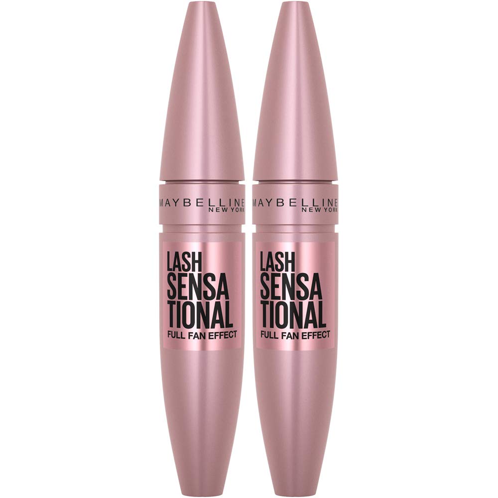 Maybelline Lash Sensational Washable Mascara, Lengthening and Volumizing for a Full Fan Effect, Blackest Black, 1 Count