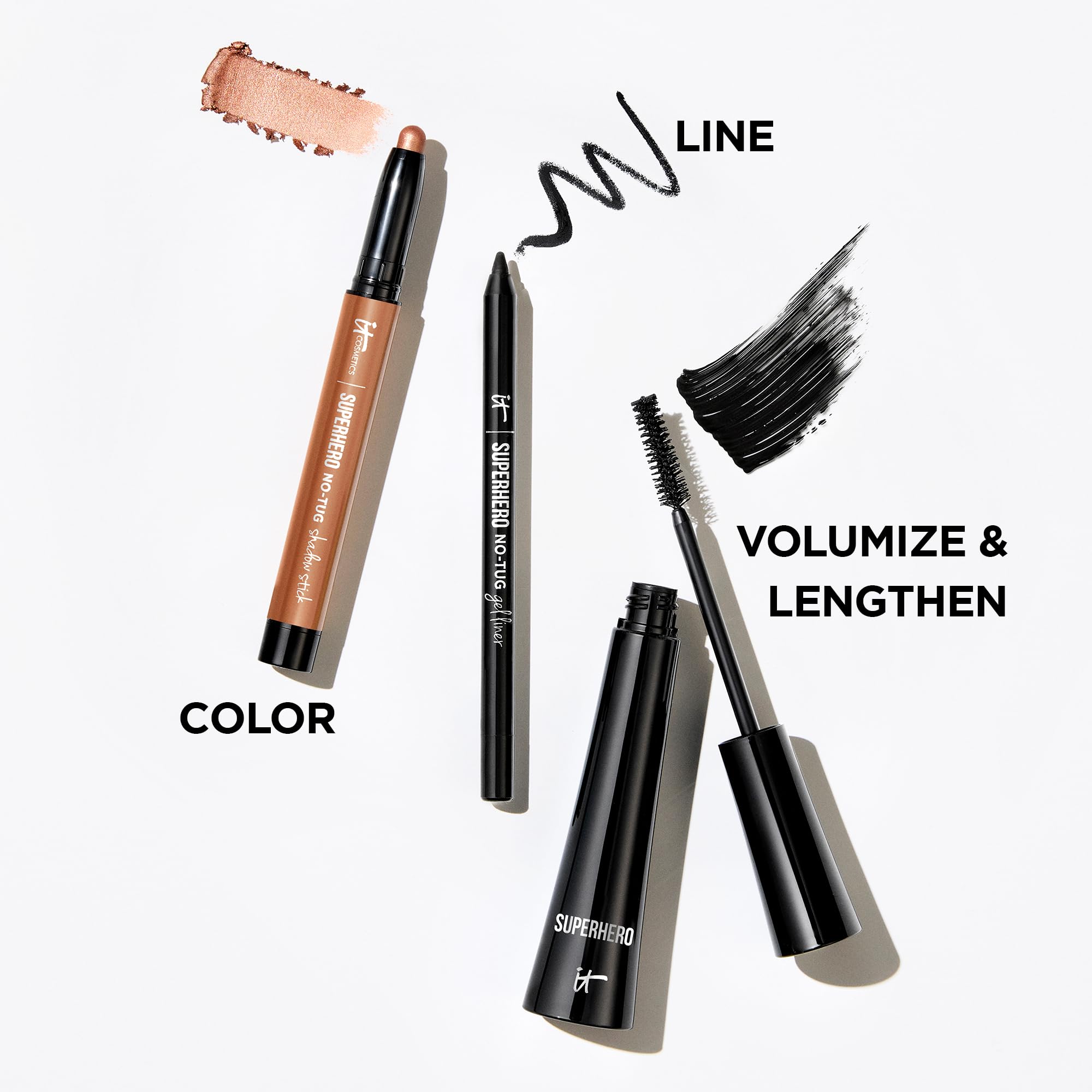 IT Cosmetics Superhero Mascara Black – Volumizing & Lengthening, Buildable Volume, Hydrolyzed Collagen, Biotin, Peptides, Lifting & Curling Formula, Super Black Pigment, Suitable for Sensitive Eyes