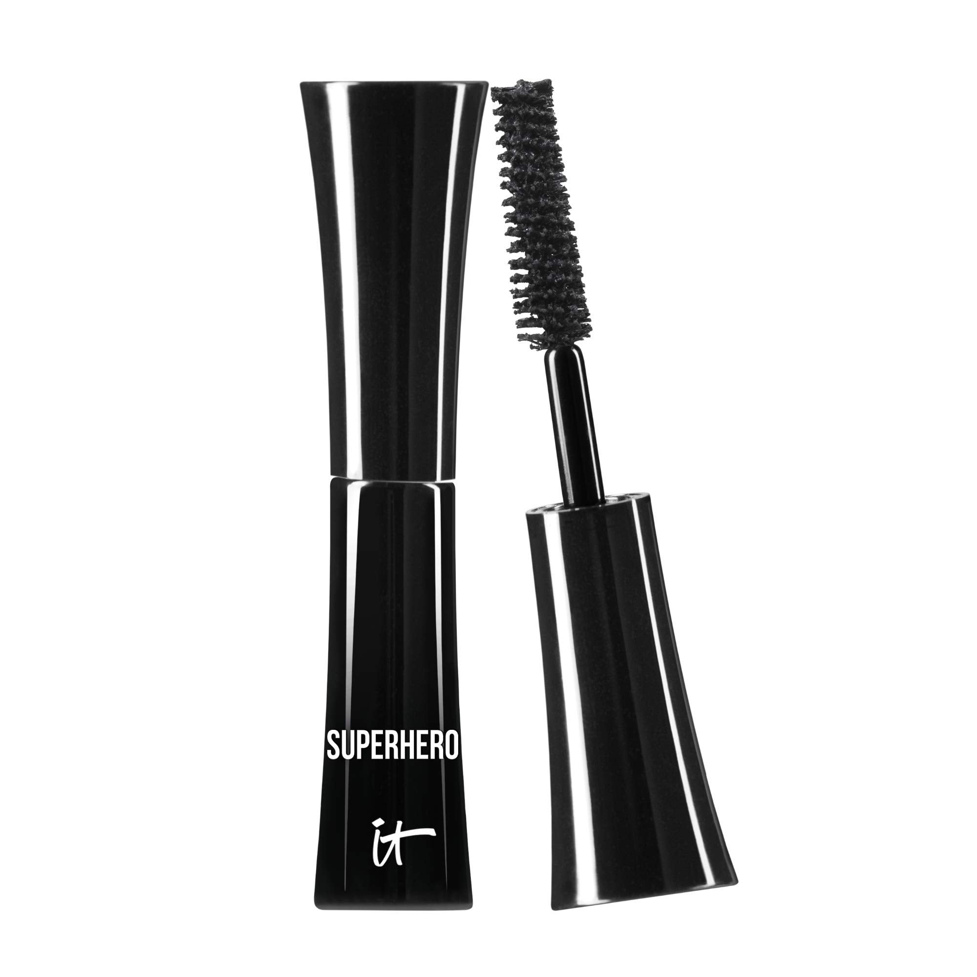 IT Cosmetics Superhero Mascara Black – Volumizing & Lengthening, Buildable Volume, Hydrolyzed Collagen, Biotin, Peptides, Lifting & Curling Formula, Super Black Pigment, Suitable for Sensitive Eyes